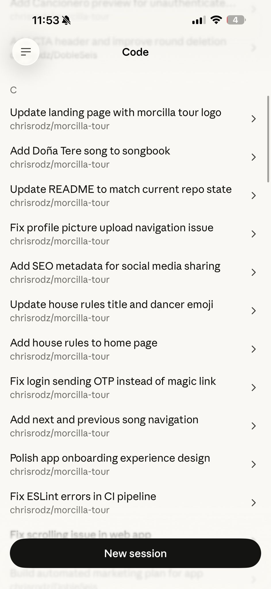 Claude Code Mobile Sessions